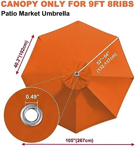 EliteShade USA 9FT Patio Umbrella Replacement Covers 8 Ribs Market Umbrella - Image 3