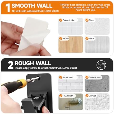 Universal Curtain Rod Holders, No Drill Curtain Rod Brackets, Self Adhesive - Image 2