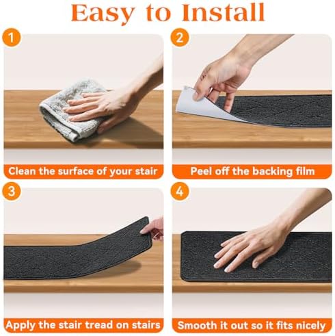 Stair Treads for Wooden Steps 18 PCS, Non Slip Rugs Dark Grey - Image 6