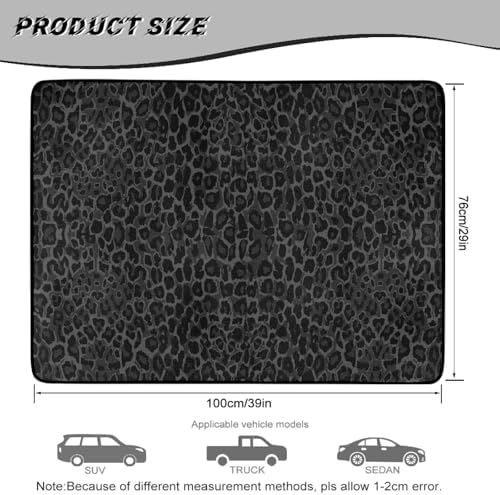 Black Leopard Print Universal Car Trunk Mat, Waterproof Liner - Image 7