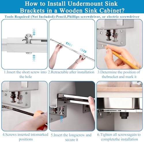 Undermount Sink Bracket, Stainless Steel Adjustable Undermounts Sinks Support - Image 3