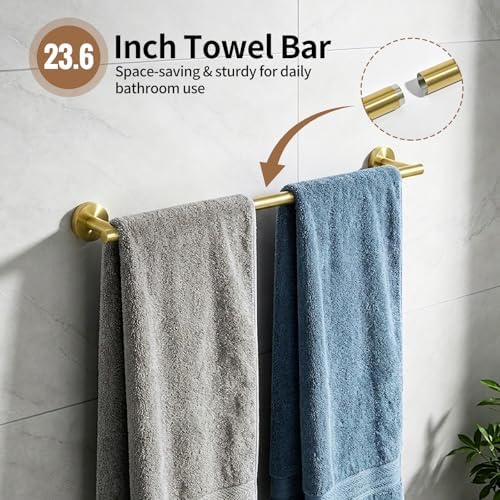 5-Piece Gold Bathroom Accessories Set Complete Wall Mounted - Image 3