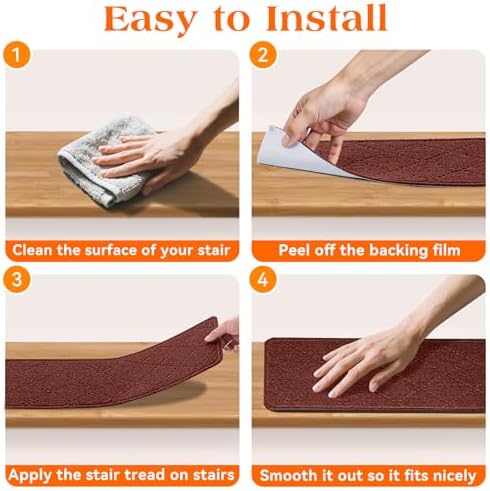Stair Treads for Wooden Steps 4 PCS, Non Slip Stair Rugs Red - Image 5