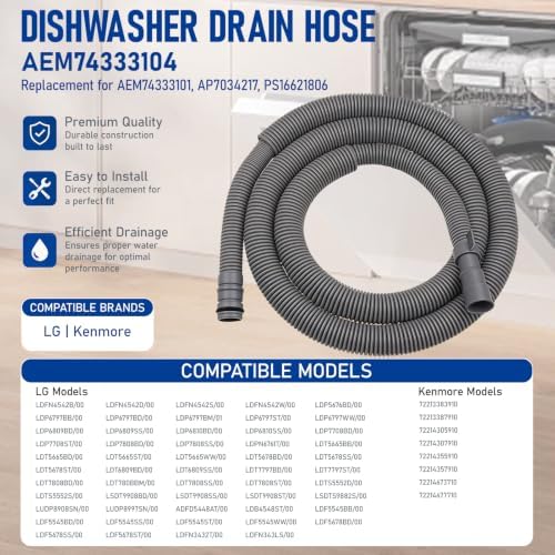 AEM74333104 AEM74333101 Dishwasher Drain Hose - Image 4