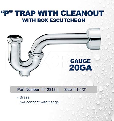 Highcraft 34I35-L P-Trap with Box Escutcheon, with Drain Plug, - Image 2