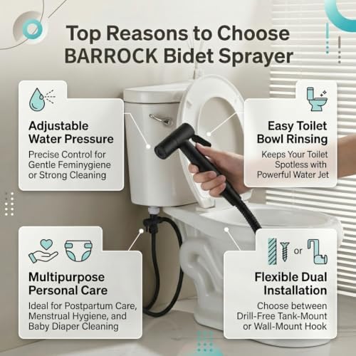 BARROCK Handheld Bidet Sprayer for Toilet, Stainless Steel Metal Made Baby - Image 5