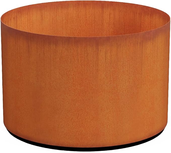Corten Steel Planters Large Round 36x24 Inch | Extra Large Outdoor Planters by Plantercraft