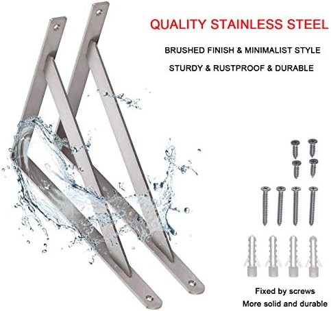 YUMORE 14 Inch Shelf Bracket, Heavy Duty L Bracket, 2 Pack - Image 5