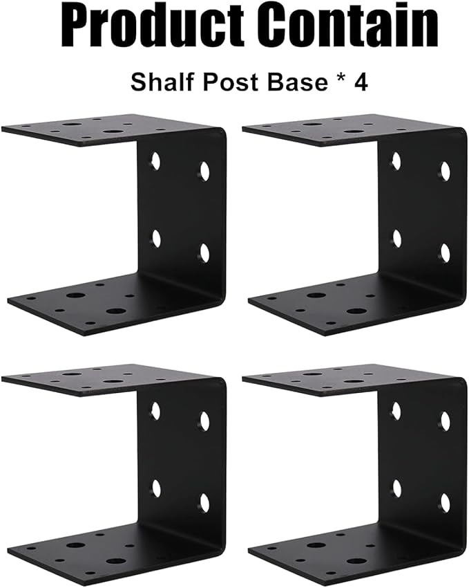 4 PCS 4x4 Post Base Bracket, 11 Gauge Heavy Duty Half Post Base Joist Hanger - Image 3