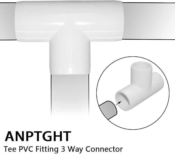 3/4 Inch Tee PVC Fitting 3 Way Connector, Furniture Grade Corner Fittings - Image 3