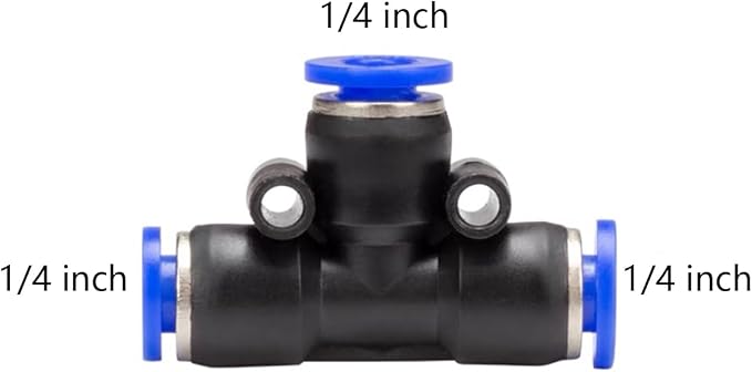 1/4 inch Air Hose T Connector Plastic Pneumatic Quick Push to Connect Tee - Image 2