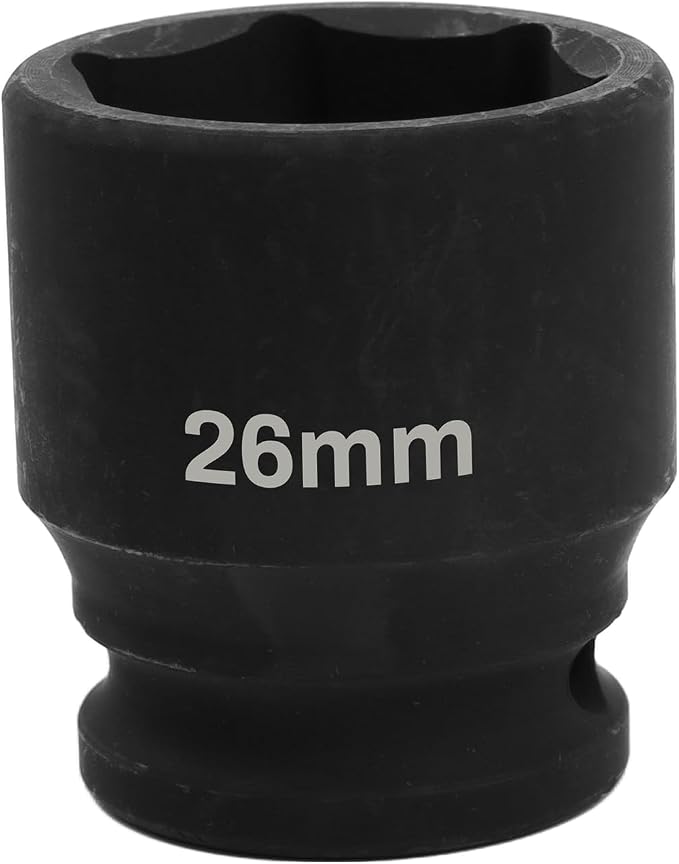 1/2" Drive 26mm Deep Impact Socket, 6 Point Chrome Molybdenum Steel Heavy Duty by YTkavq