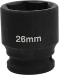 1/2" Drive 26mm Deep Impact Socket, 6 Point Chrome Molybdenum Steel Heavy Duty by YTkavq