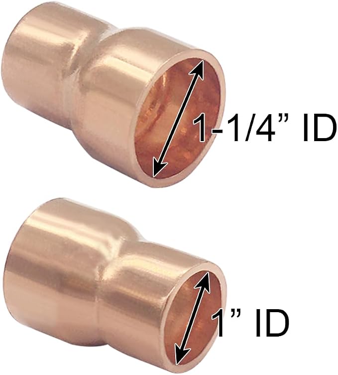 Joywayus 1PCS 1-1/4" x 1" ID Copper Sweat Reducer Coupling Pipe Fitting - Image 2