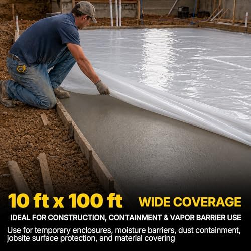 Heavy Duty Construction Plastic Sheeting 10' x 100' Roll – 6 Mil Clear - Image 7