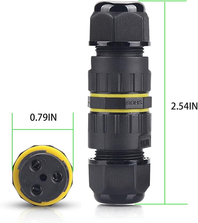IP68 Waterproof 2Way 3pin Junction Box Electrical Cable Connector, 5 Pack 17.5A - Image 3