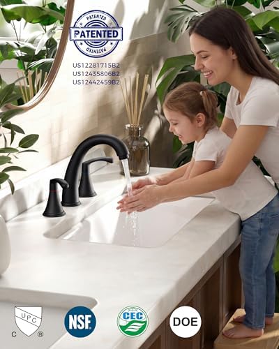 FORIOUS Bathroom Sink Faucet 3 Hole Widespread 8 Inch 2 Handle Matte Black - Image 4