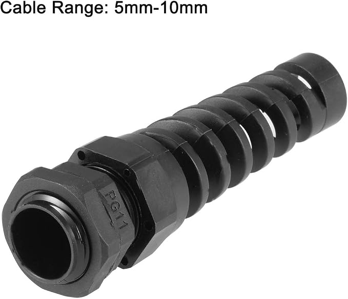 10Pcs PG11 IP68 Waterproof Cable Gland Flex Spiral Strain Relief Black Nylon - Image 3