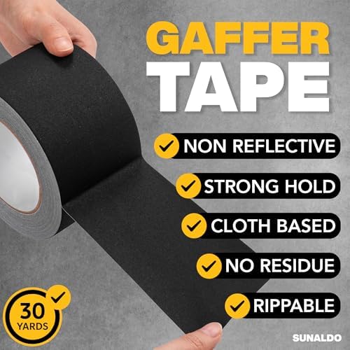 Gaffers Tape Heavy Duty, Easy Rip, No Residue | Black - Image 3