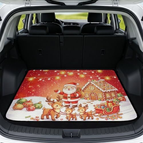 Red Christmas Sleigh Heavy Duty Trunk Mat 29"x39" by Unknown
