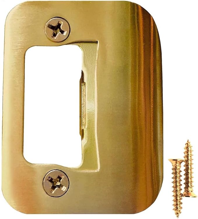 Gator Door Strike Plate 2-1/4" Latch Restorer, Bright Brass, No Chiseling by GATOR+Strike+Plates