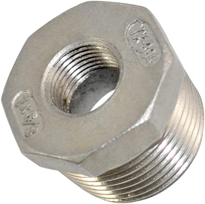 1" Male NPT to 3/8" Female NPT Female Reducing/Reducer Bushing Pipe Fitting by Megairon