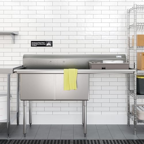 KoolMore 63 in. 18-Gauge 2-Compartment Commercial Sink - Image 4