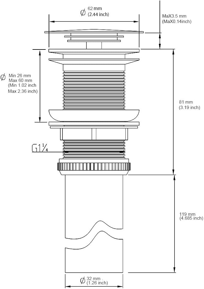 Bathroom Sink Pop Up Drain Without Overflow, Large Cap, Brushed Nickel - Image 6