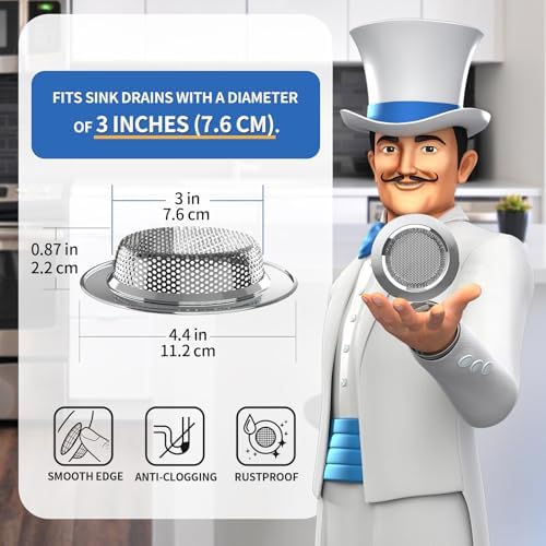 MR.SIGA Kitchen Sink Strainer, Stainless Steel Sink Drain Strainer, 3 Pack - Image 2