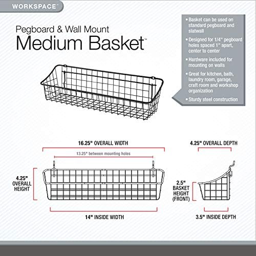 Spectrum Pegboard & Wall Mount Basket, Industrial Gray - Image 3