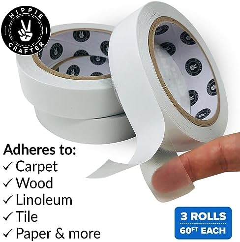 HIPPIE CRAFTER Clear Double Sided Tape, 1 Inch Wide Heavy-Duty Adhesive - Image 2
