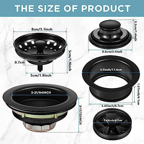Zonon 5 Pcs 3-1/2 Inch Kitchen Sink Drain Strainer Assembly - Image 2