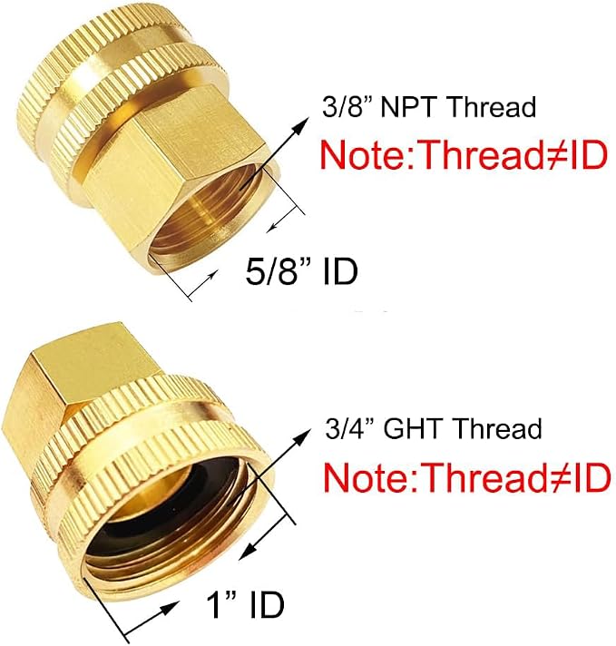 Joywayus 2PCS Brass Swivel Pipe Fitting 3/4" GHT x 3/8" NPT Double Female | - Image 2