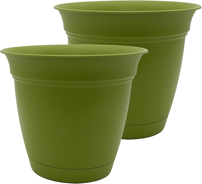 The HC Companies Eclipse Round Planter Pot, 12 Inch, Attached Saucer, Drainage by TheHCCompanies