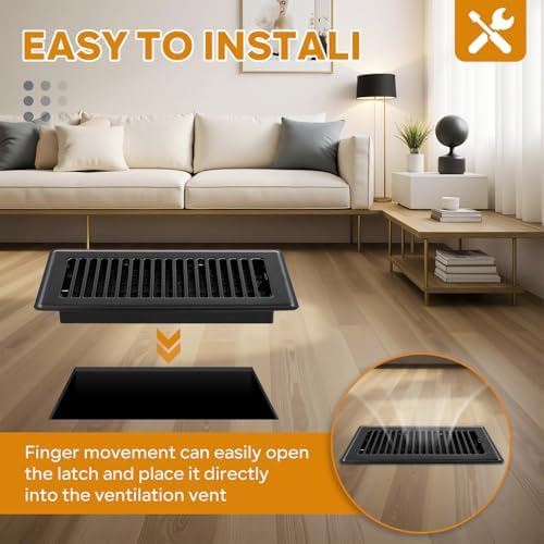 Black Vent Cover, Floor Register 4x10, Heavy Duty Steel Walkable Floor Vents - Image 4