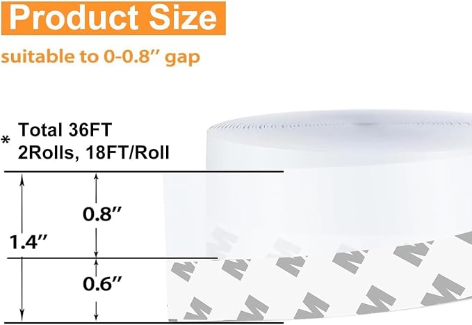 36 Ft Weather Stripping Door Seal Strip Tape, Silicone Door Draft Stopper - Image 2