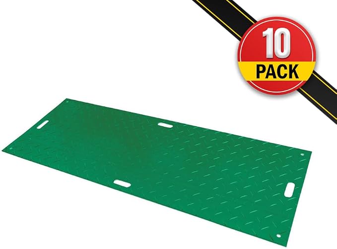 10 Pk 3' x 8' - 1/2" Thick Heavy Duty Green Ground Protection Mats - Easily - Image 2