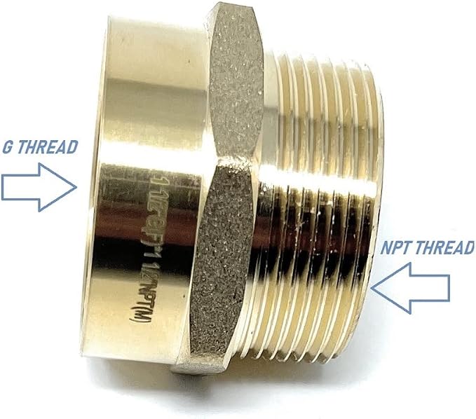 Cascada 1 1/2" G Thread Female to NPT Male Pipe Fittings | Lead-Free Brass Pipe - Image 4