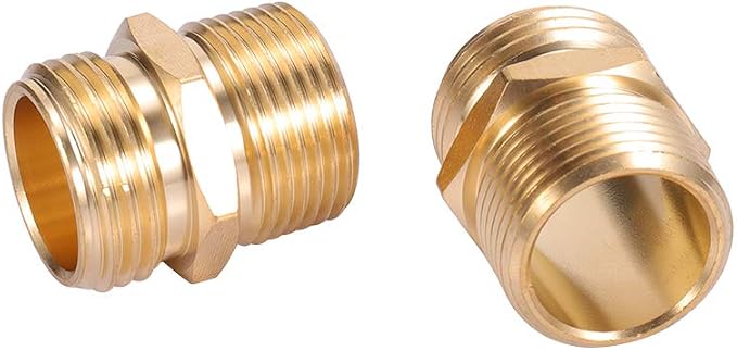3/4" GHT Male to 3/4" NPT Male Connector, Brass Garden Hose Fitting 2pcs - Image 2