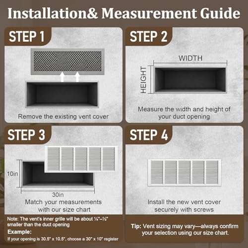 30x10 Steel Return Air Grille, Fits 30"W x 10"H Duct Opening - Image 5