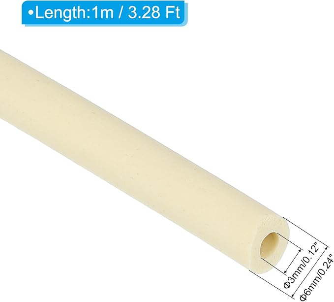 PATIKIL Pipe Insulation Foam Tube 3mm ID x 6mm OD x 1m Long Beige | Pipe Cover - Image 2