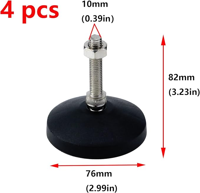 Antrader 4Pcs M10 x 2" Adjustable Swivel Leg Levelers - Image 3
