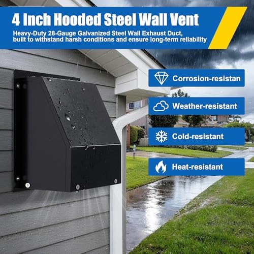 4 Inch Dryer Vent Cover Outside, Hooded Wall Vent - Image 4