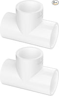 2-Pack 2 Inch PVC Tee Pipe Fittings, 3 Way Socket x Socket, Schedule 40 PVC by Unknown