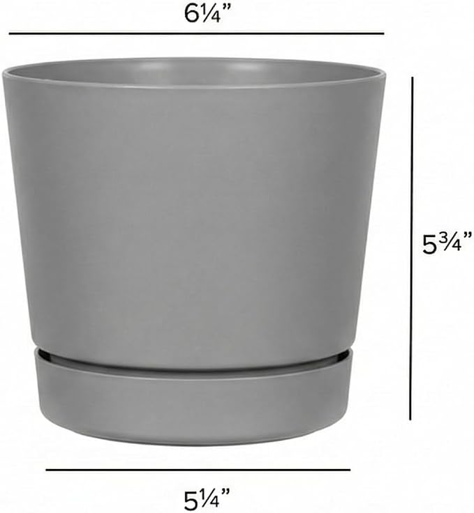 Root & Vessel Majestic Full Depth Round Cylinder Pot, Glossy Gray - Image 5