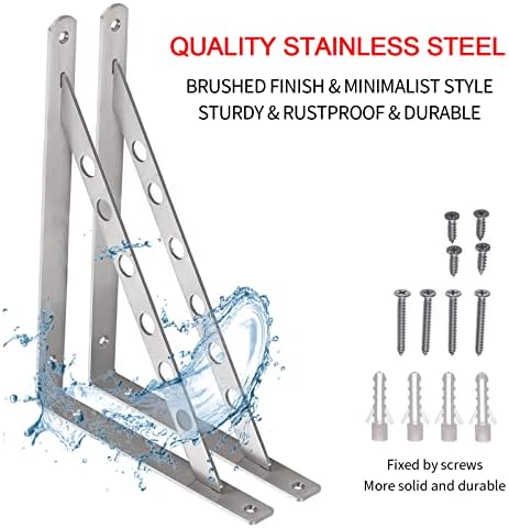 YUMORE 16 Inch Shelf Bracket, Heavy Duty L Bracket, 2 Pack - Image 4