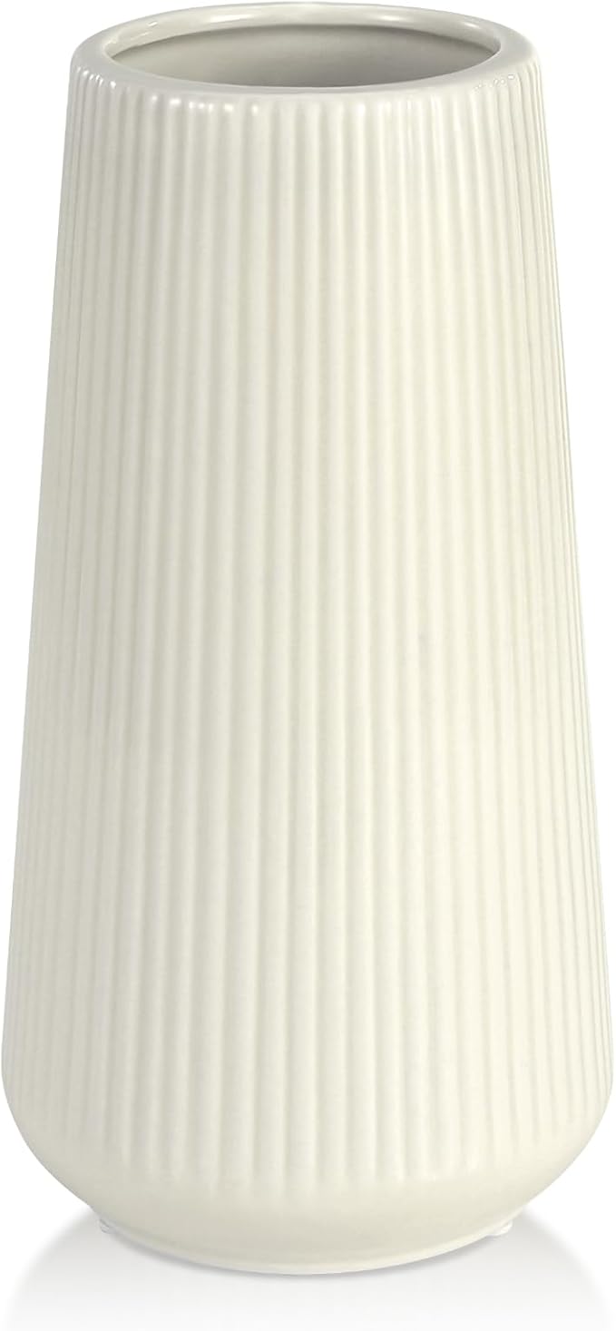 Beige Ceramic Vase, GUKJOB Cute Flower Vase by GUKJOB
