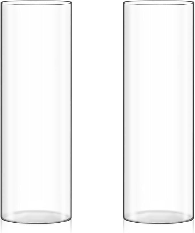Fixwal Set of 2 Clear Tall Glass Cylinder Vases by Fixwal