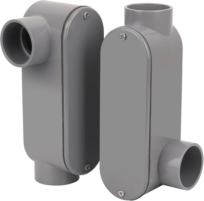 2Pack 1-1/2 Inch Rigid PVC Conduit Body Type LR 1.50IN Slip x Slip PVC Conduit by CKVIHAV