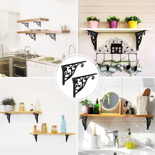 Khtumeware 2 Pack Matte Black Shelf Bracket 10 Inch, Decorative Brackets - Image 4